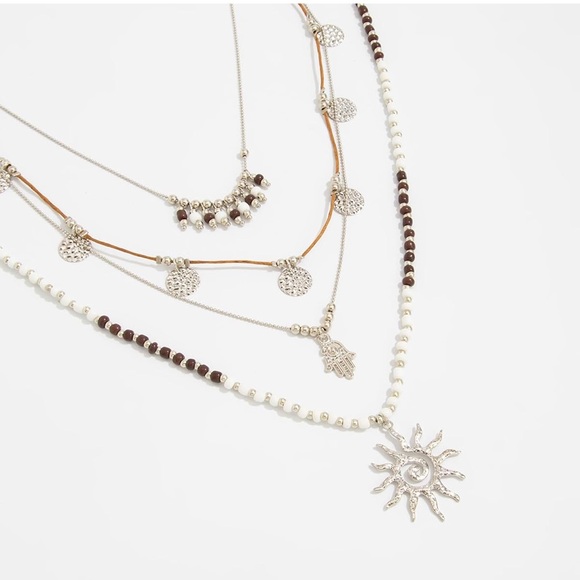 New! BOHO Sun Coin Charms Layered Necklace (3023) NWOT - Picture 2 of 2